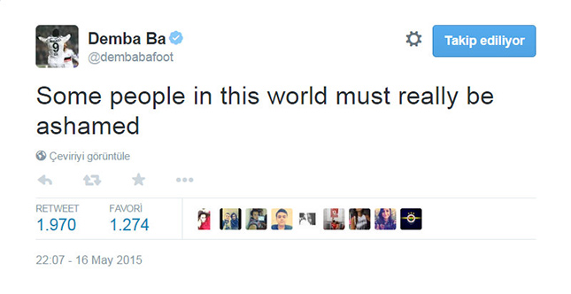 Demba Ba'dan olay tweet! Demba Ba'dan olay tweet!