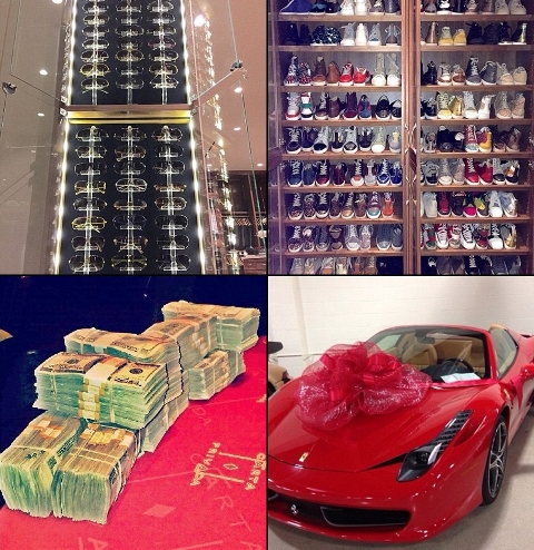 Çok kazanan boksör servetiyle poz verdi Çok kazanan boksör servetiyle poz verdi