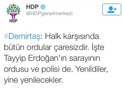 Demirtaş: Yenildiler yine yenilecekler Demirtaş: Yenildiler yine yenilecekler