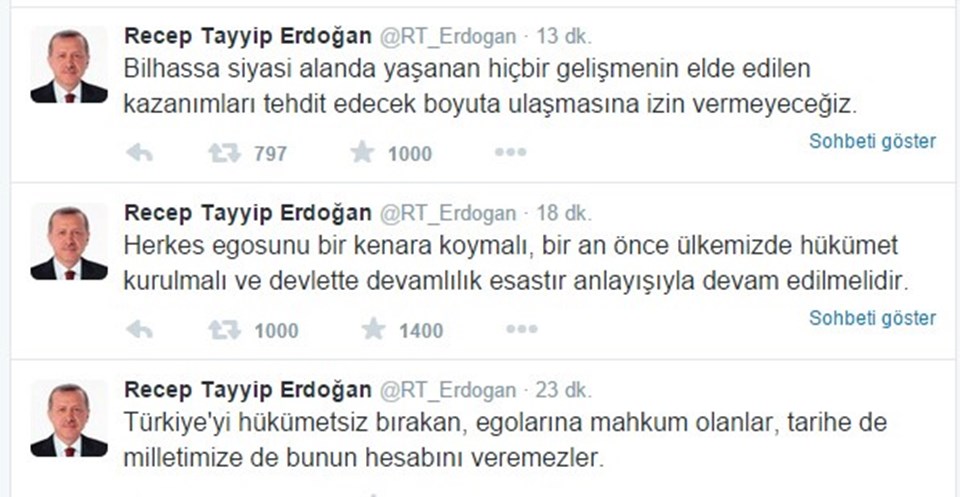 Erdoğan, Twitter'dan siyasi partilere seslendi! Erdoğan, Twitter'dan siyasi partilere seslendi!