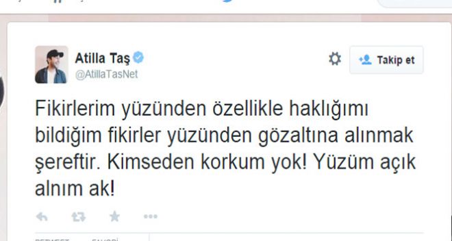 Atilla Taş gözaltına alındı Atilla Taş gözaltına alındı