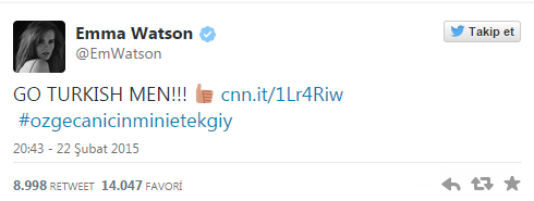 Emma Watson'dan Türk erkeklerine tweet! Emma Watson'dan Türk erkeklerine tweet!
