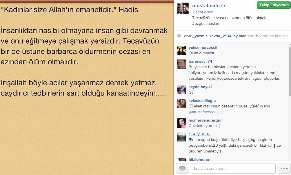 Mustafa Ceceli de Özgecan'ın katillerine idam istedi! Mustafa Ceceli de Özgecan'ın katillerine idam istedi!