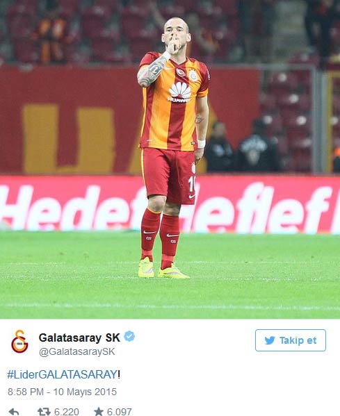 Beşiktaş maçı bitti Galatasaray Sneijderli mesaj verdi Beşiktaş maçı bitti Galatasaray Sneijderli mesaj verdi