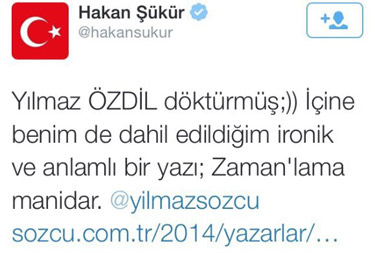 Hakan Şükür'ü susturan tweet Hakan Şükür'ü susturan tweet
