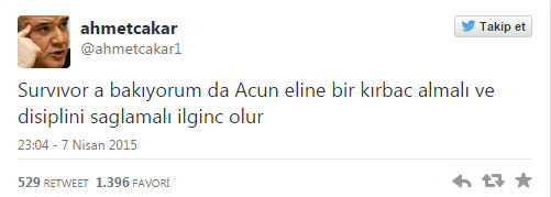 Ahmet Çakar'ın Survivor yorumu Twitter'ı salladı Ahmet Çakar'ın Survivor yorumu Twitter'ı salladı