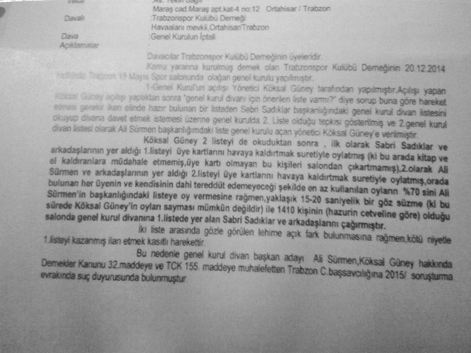 Trabzonspor yönetimine bir uyarı daha Trabzonspor yönetimine bir uyarı daha