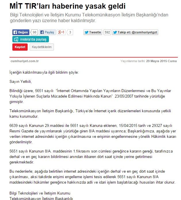 MİT TIR'ları haberine yayın yasağı MİT TIR'ları haberine yayın yasağı