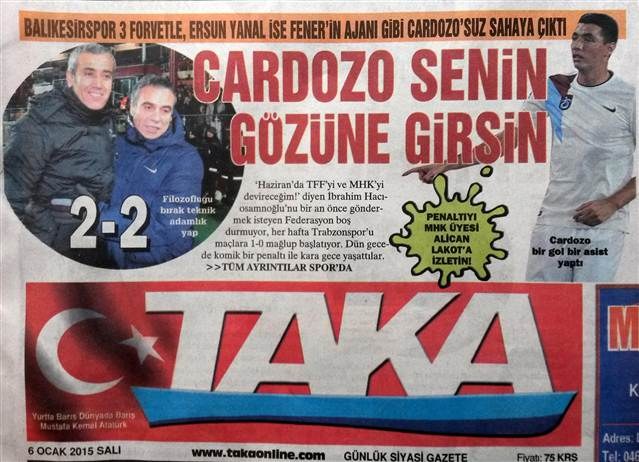 Trabzon yerel basını: Ersun Yanal Fener'in ajanı gibi Trabzon yerel basını: Ersun Yanal Fener'in ajanı gibi