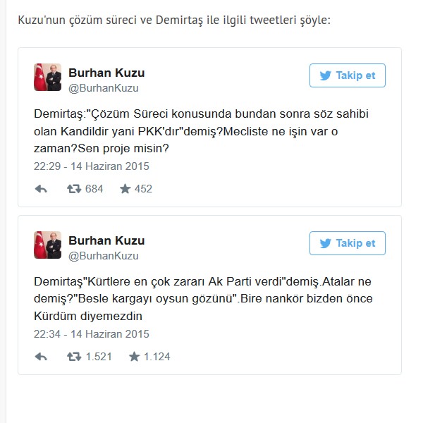 AK Partili Kuzu'dan Demirtaş'a 'Nankör'
