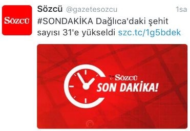 Sözcü PKK'nın ajansını kaynak gösterdi