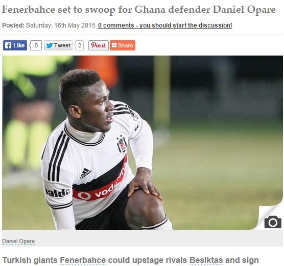 Opare ve Fenerbahçe iddiası Opare ve Fenerbahçe iddiası