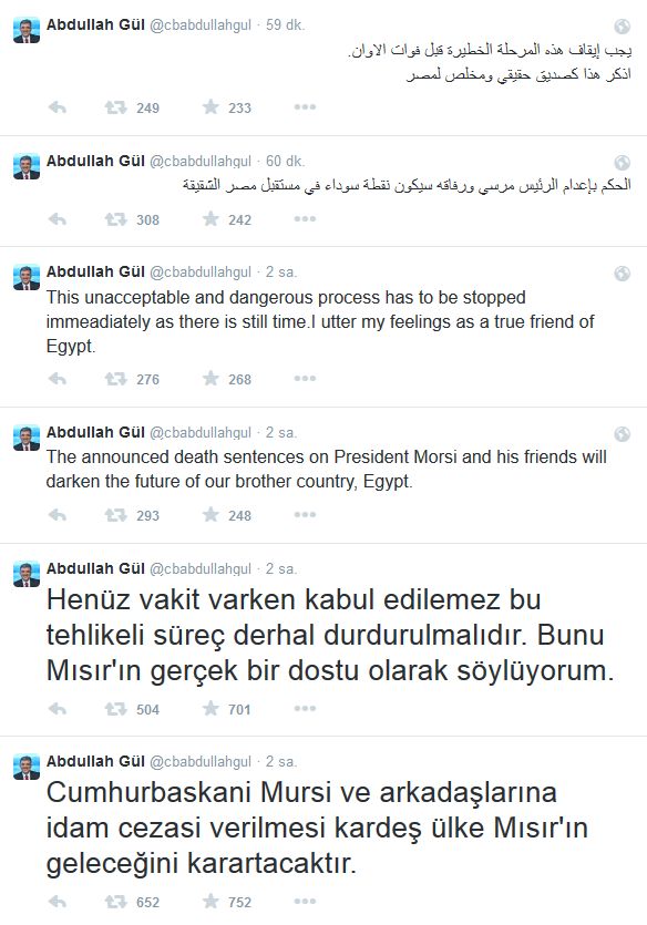 Abdullah Gül'den Mısır'a mesaj Abdullah Gül'den Mısır'a mesaj