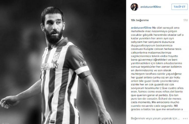 Arda Turan'dan veda mesajı