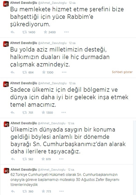 Başbakan Ahmet Davutoğlu hedeflerini Twitter'dan paylaştı Başbakan Ahmet Davutoğlu hedeflerini Twitter'dan paylaştı