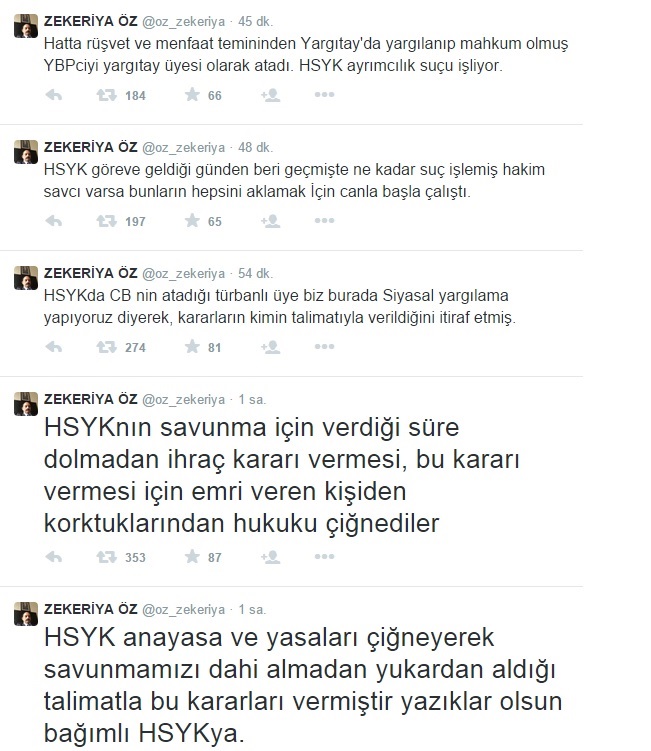 İhraç edilen Zekeriya Öz'den çirkin tweet İhraç edilen Zekeriya Öz'den çirkin tweet