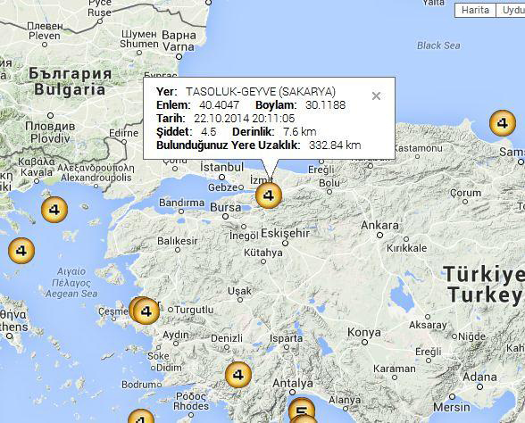 Sakarya'da 4.5 büyüklüğünde deprem - İşte son depremler
