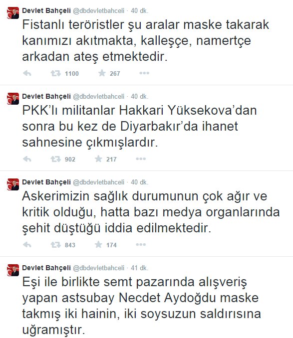 Bahçeli'den Diyarbakır saldırısına tepki: Fistanlı teröristler... Bahçeli'den Diyarbakır saldırısına tepki: Fistanlı teröristler...