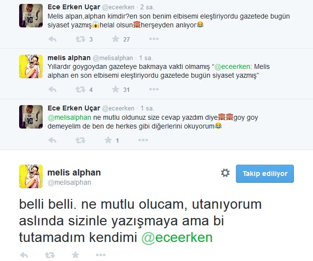 Ece Erken'den Melis Alphan'a cevap Ece Erken'den Melis Alphan'a cevap