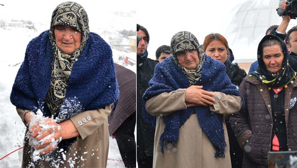 Oğlunu kartopu yaparak uğurladı!