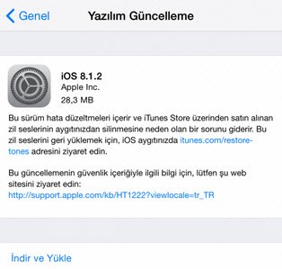 iOS 8.1.2 güncellemesi yayınlandı iOS 8.1.2 güncellemesi yayınlandı