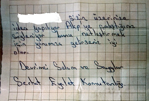 Ağrı'da seçmene terör örgütünden tehdit mektubu