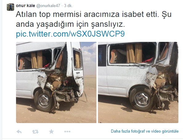 Top mermisi içinde yolcuların olduğu araca isabet etti Top mermisi içinde yolcuların olduğu araca isabet etti