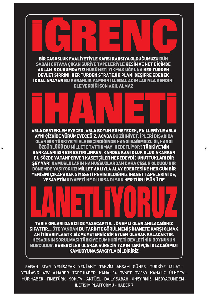 Medyadan ortak mesaj: İğrenç ihaneti lanetliyoruz