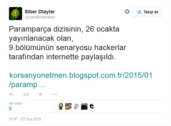 Paramparça dizisi hacklendi