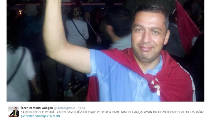 Gökçek asansörü parçalayan eylemciyi buldu!