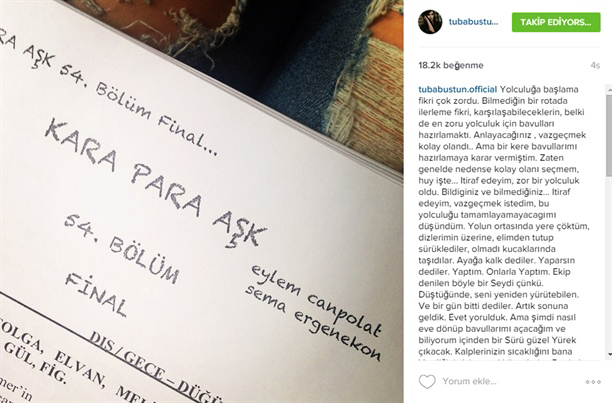 Tuba Büyüküstün'den veda mesajı Tuba Büyüküstün'den veda mesajı