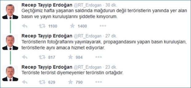 Erdoğan'dan Twitter üzerinden sert tepki Erdoğan'dan Twitter üzerinden sert tepki