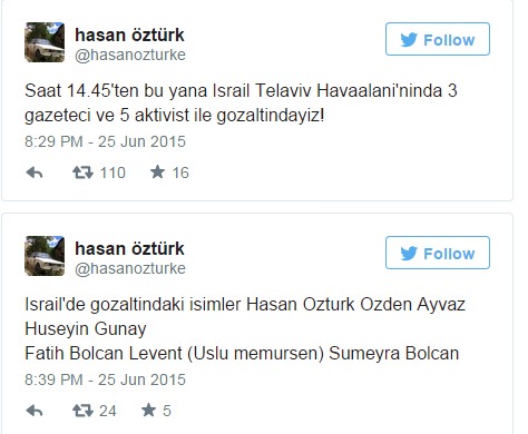 Türk gazeteciler İsrail'de gözaltında