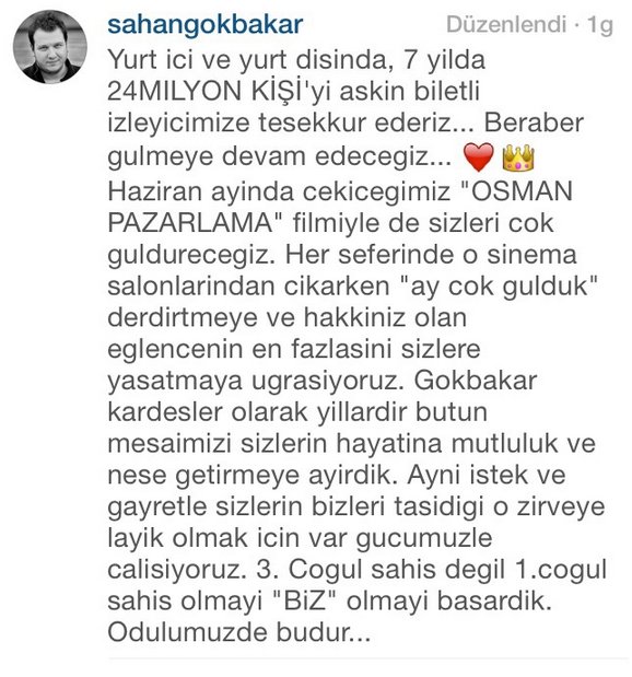 Şahan Gökbakar ödül almayınca tepki gösterdi!