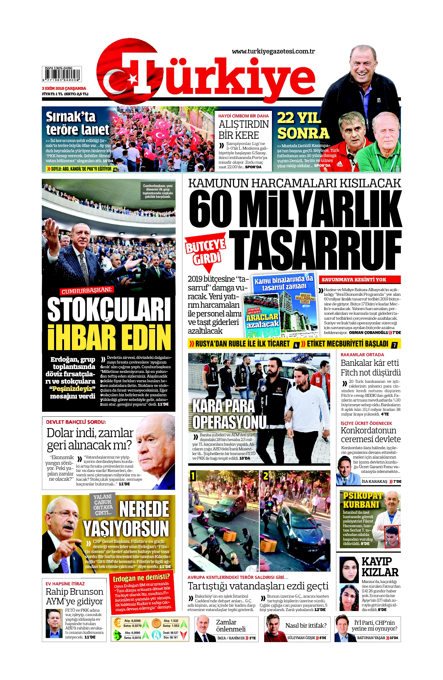 Türkiye Gazetesi e-gazete — 03 Ekim 2018