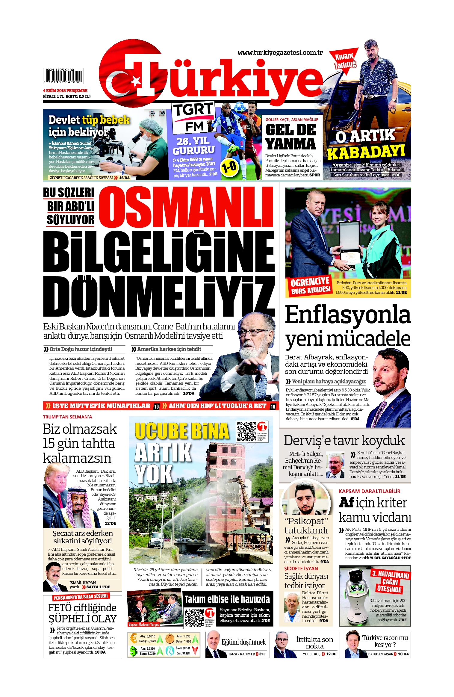 Türkiye Gazetesi e-gazete — 04 Ekim 2018