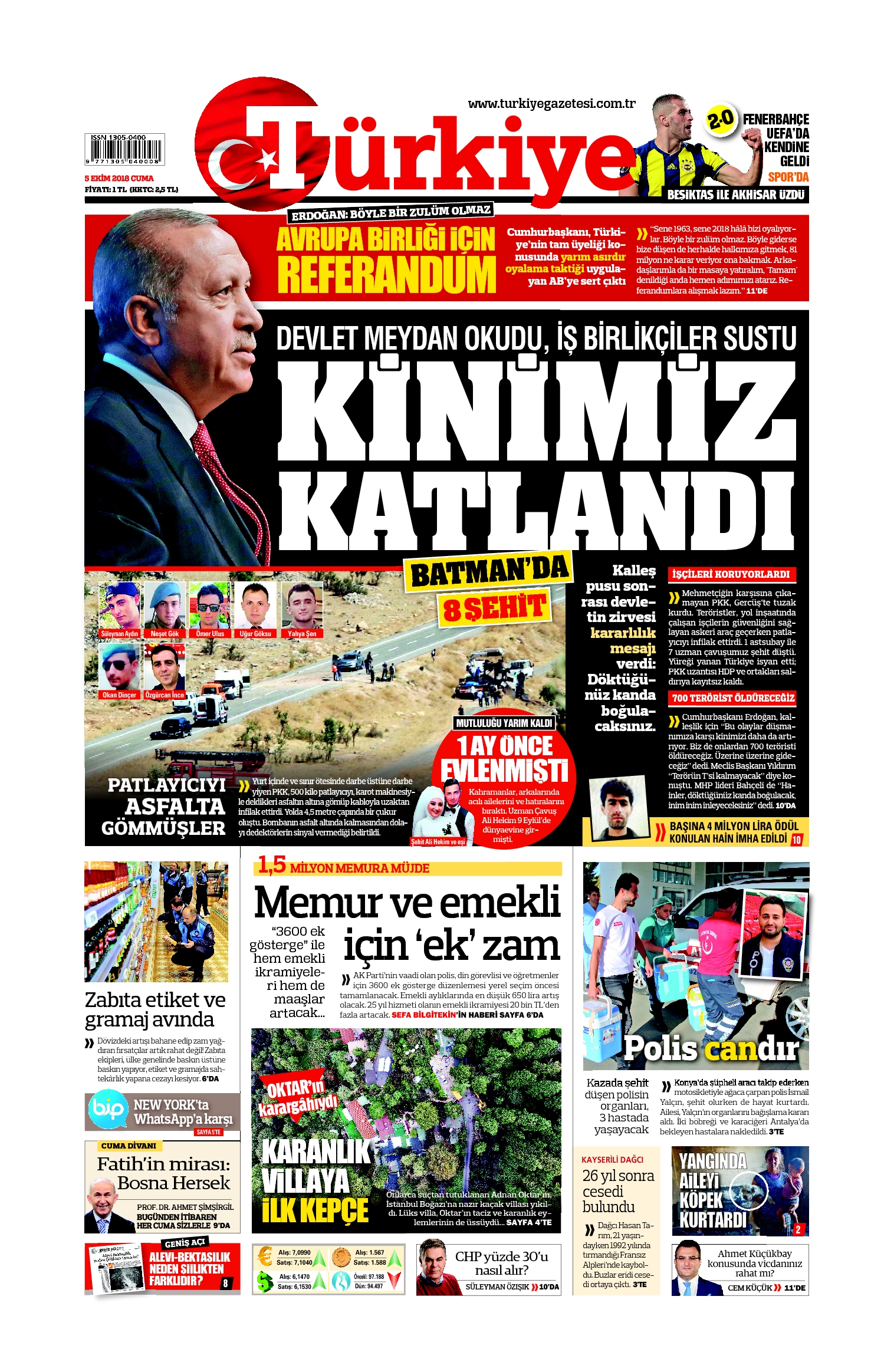 Türkiye Gazetesi e-gazete — 05 Ekim 2018