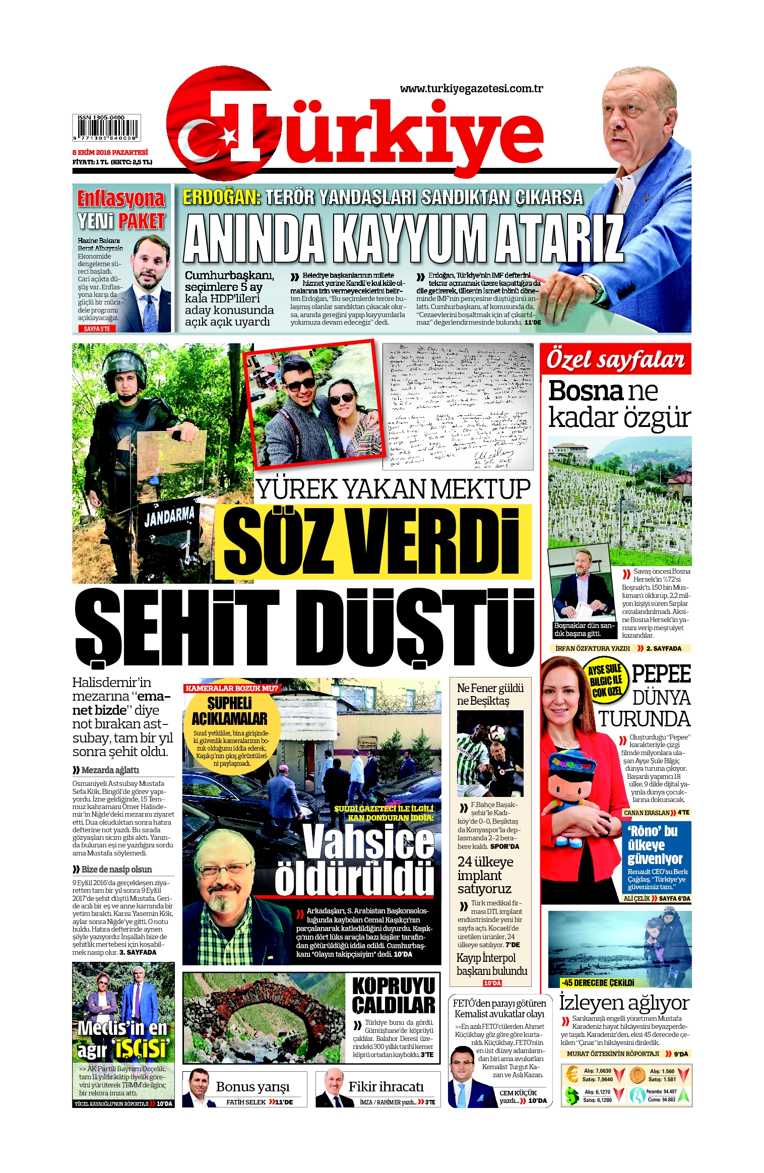 Türkiye Gazetesi e-gazete — 08 Ekim 2018