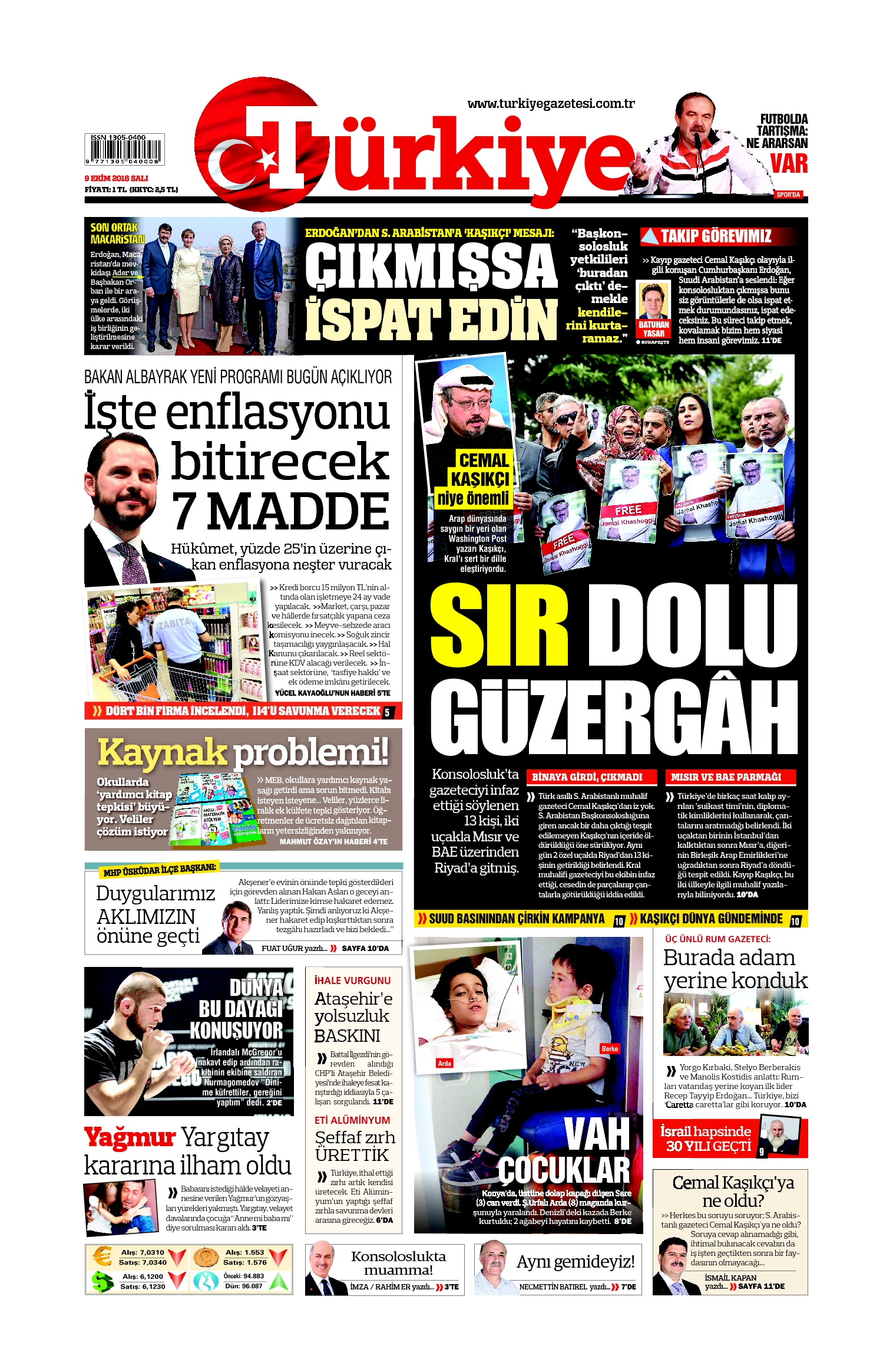 Türkiye Gazetesi e-gazete — 09 Ekim 2018