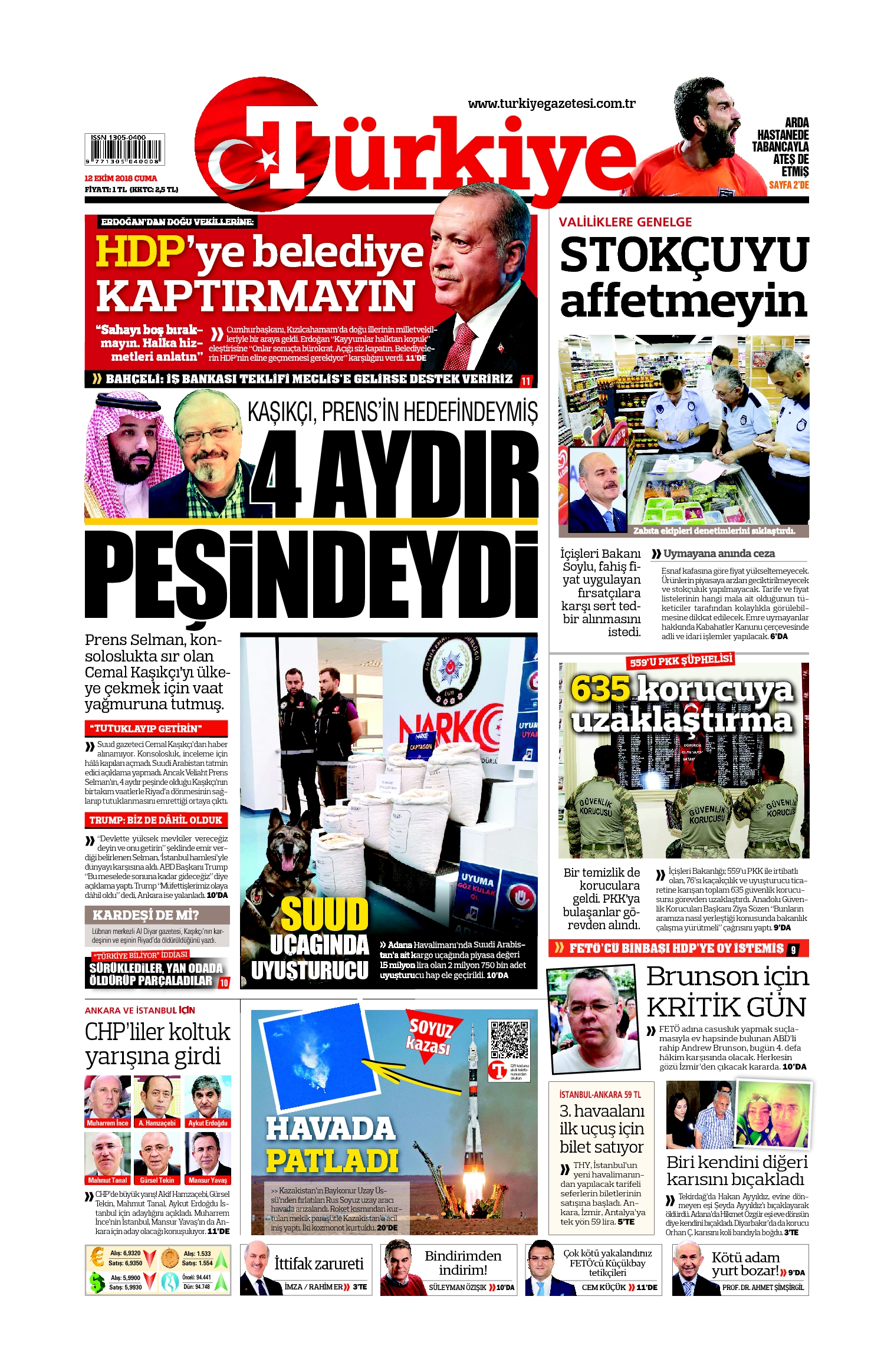 Türkiye Gazetesi e-gazete — 12 Ekim 2018