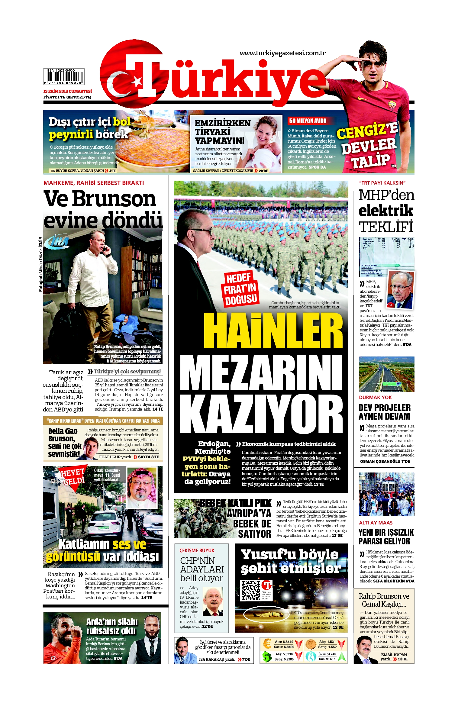 Türkiye Gazetesi e-gazete — 13 Ekim 2018