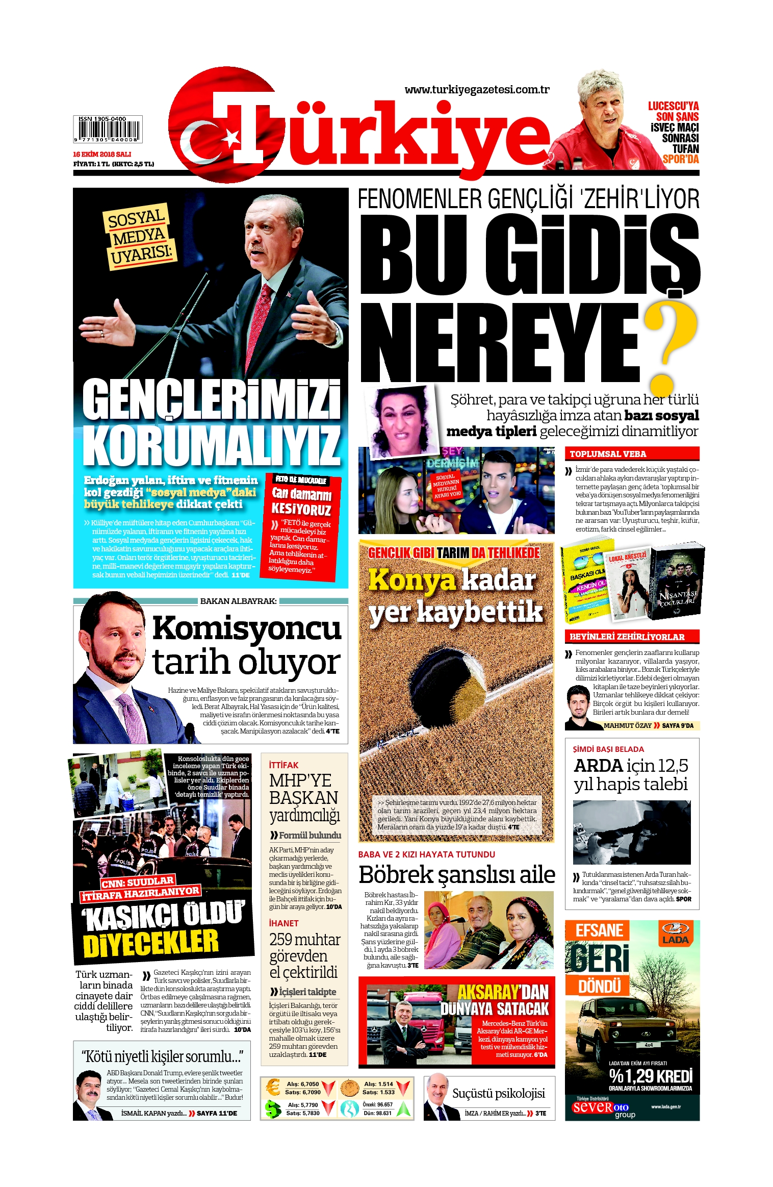Türkiye Gazetesi e-gazete — 16 Ekim 2018