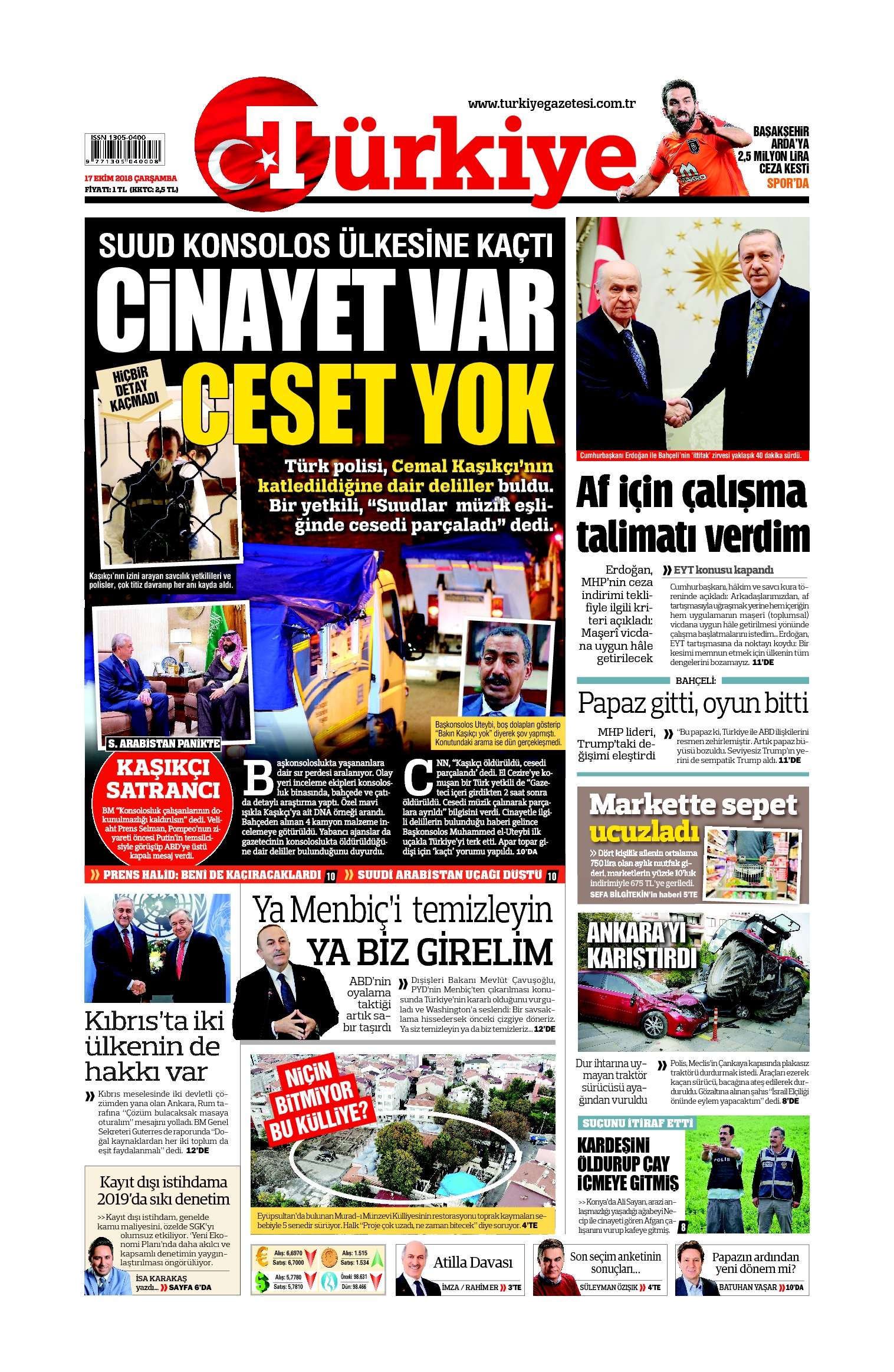 Türkiye Gazetesi e-gazete — 17 Ekim 2018