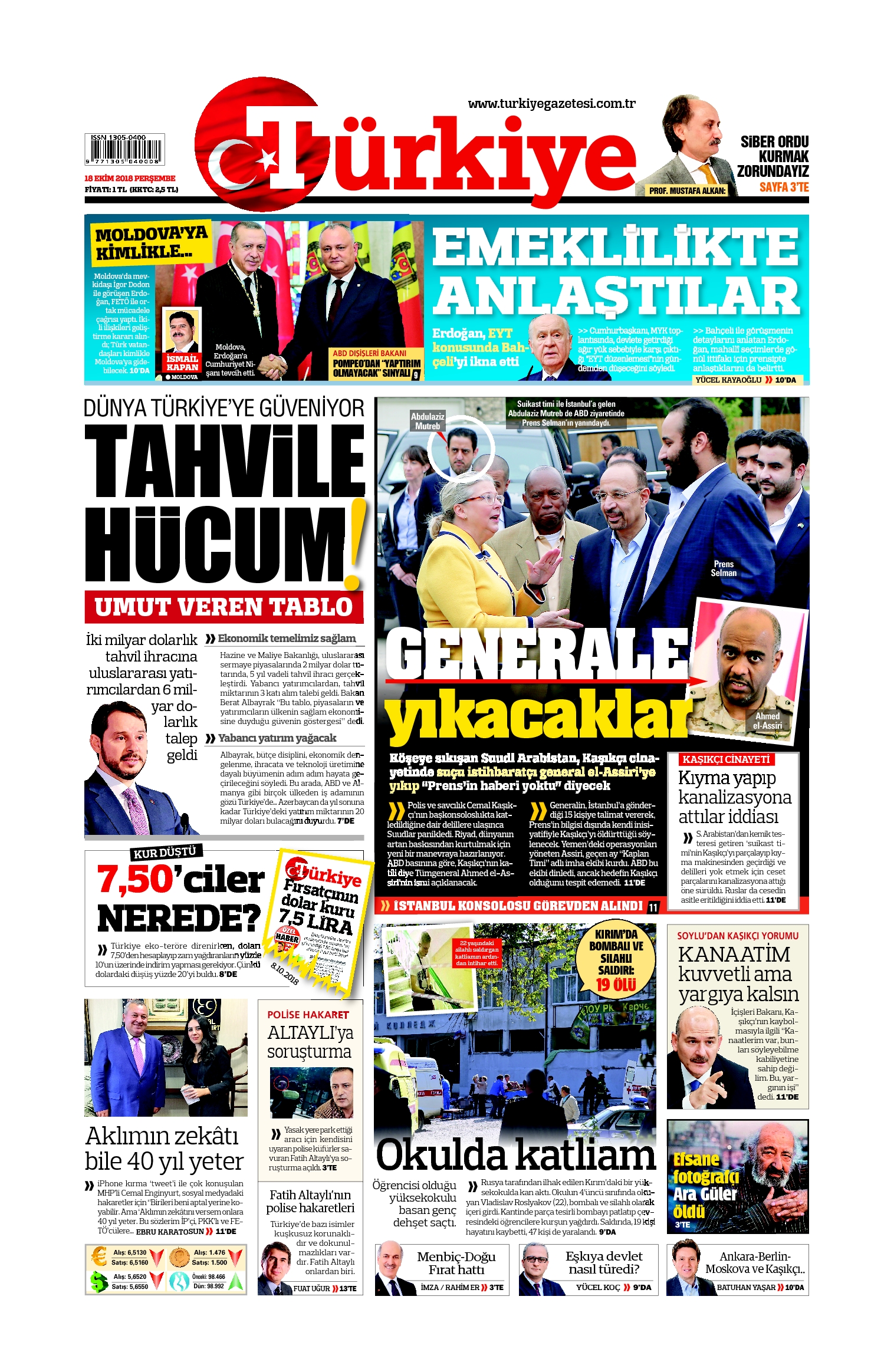 Türkiye Gazetesi e-gazete — 18 Ekim 2018