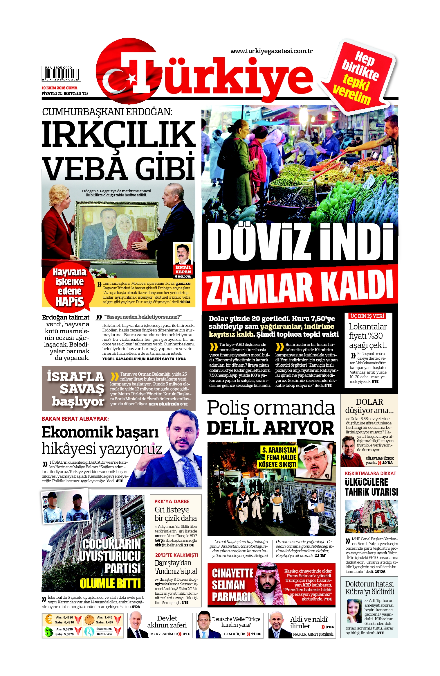 Türkiye Gazetesi e-gazete — 19 Ekim 2018