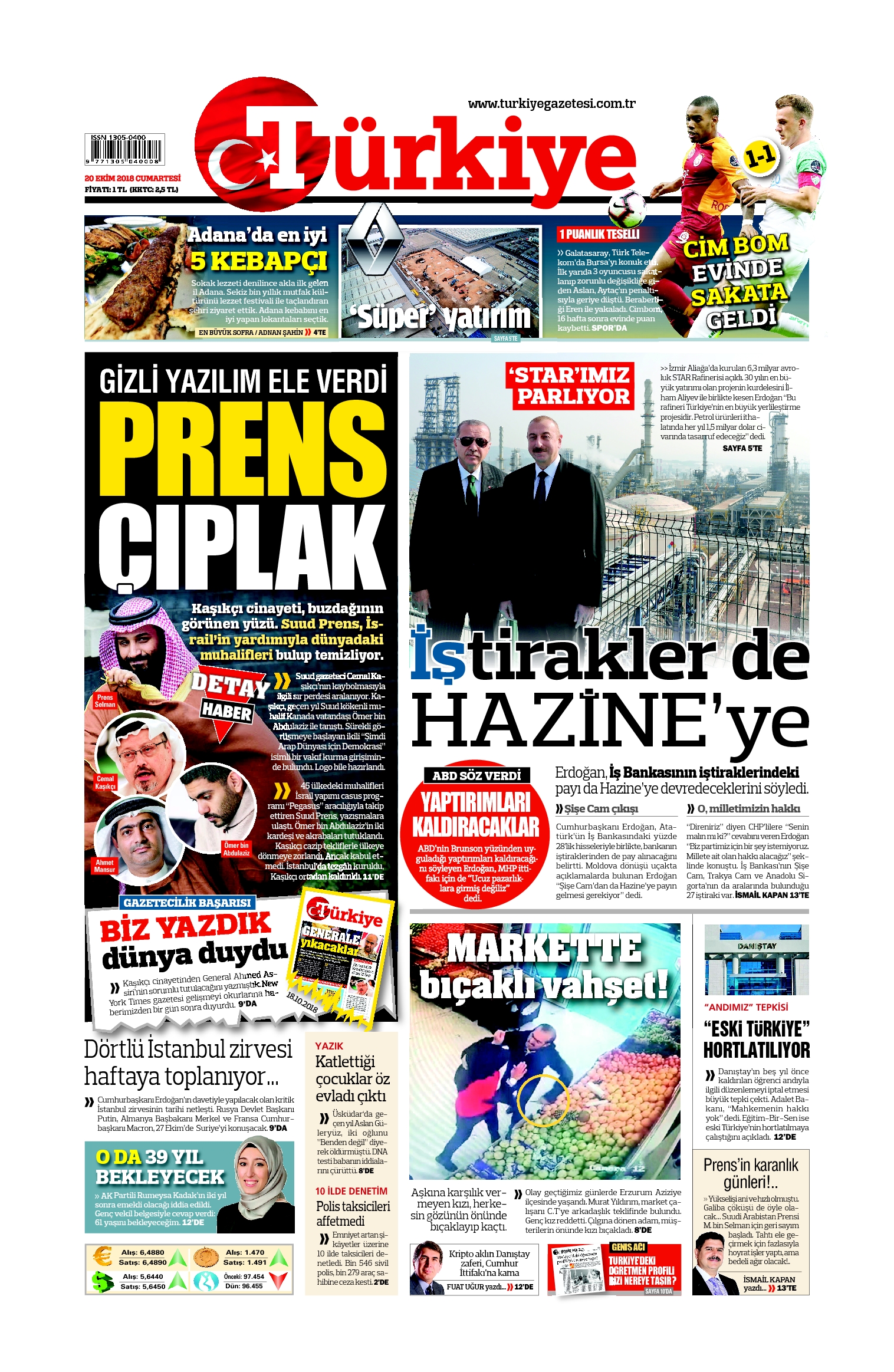 Türkiye Gazetesi e-gazete — 20 Ekim 2018