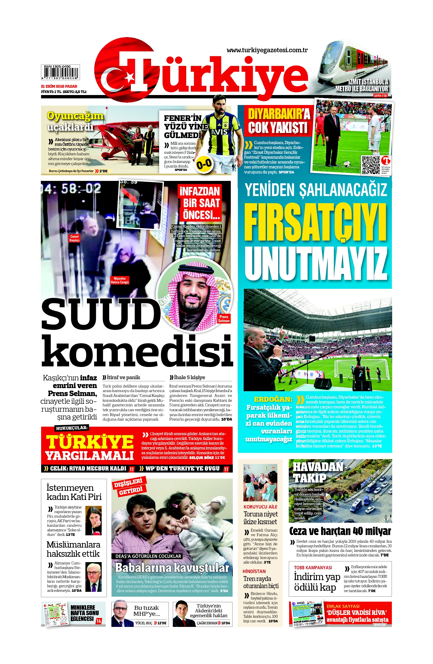 Türkiye Gazetesi e-gazete — 21 Ekim 2018
