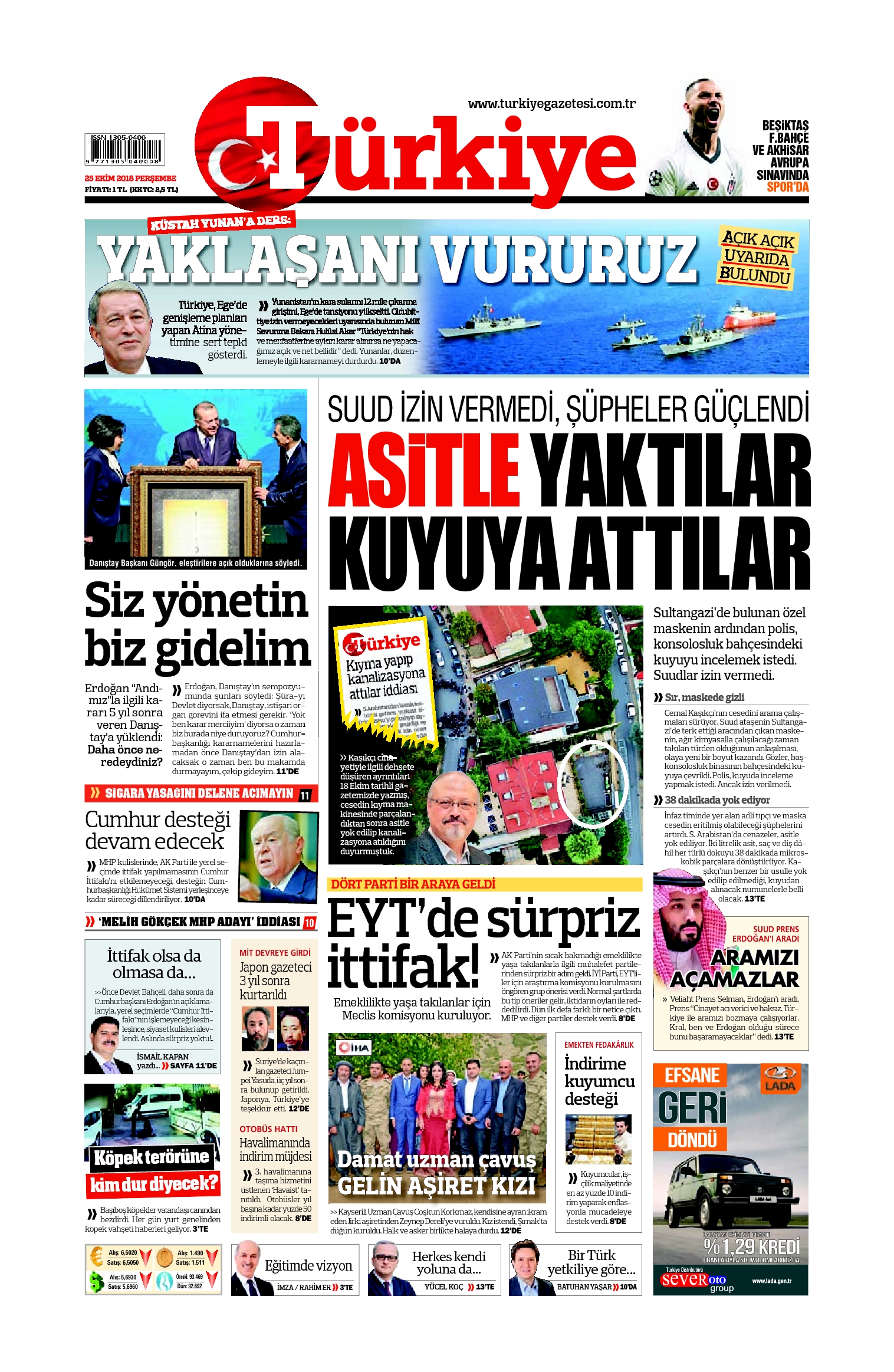 Türkiye Gazetesi e-gazete — 25 Ekim 2018