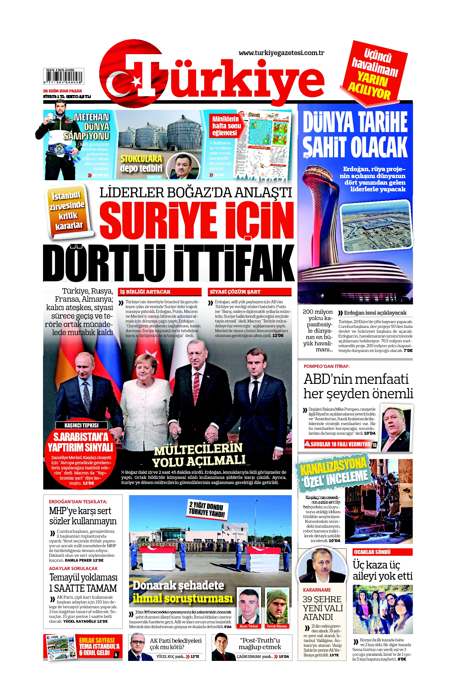 Türkiye Gazetesi e-gazete — 28 Ekim 2018