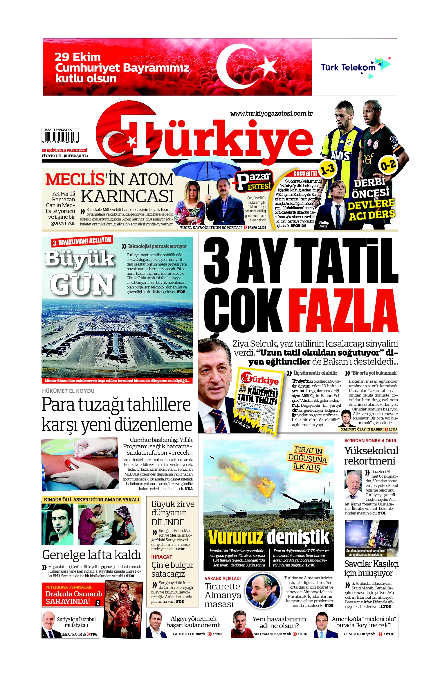 Türkiye Gazetesi e-gazete — 29 Ekim 2018